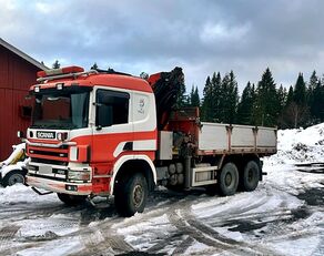 camion-benne Scania P124 AWD 4x4 *3 axles *DUMPER+crane PALFINGER PK 24500+WINCH *3