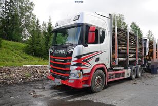 camion forestier Scania R650 6x4 timber truck with crane