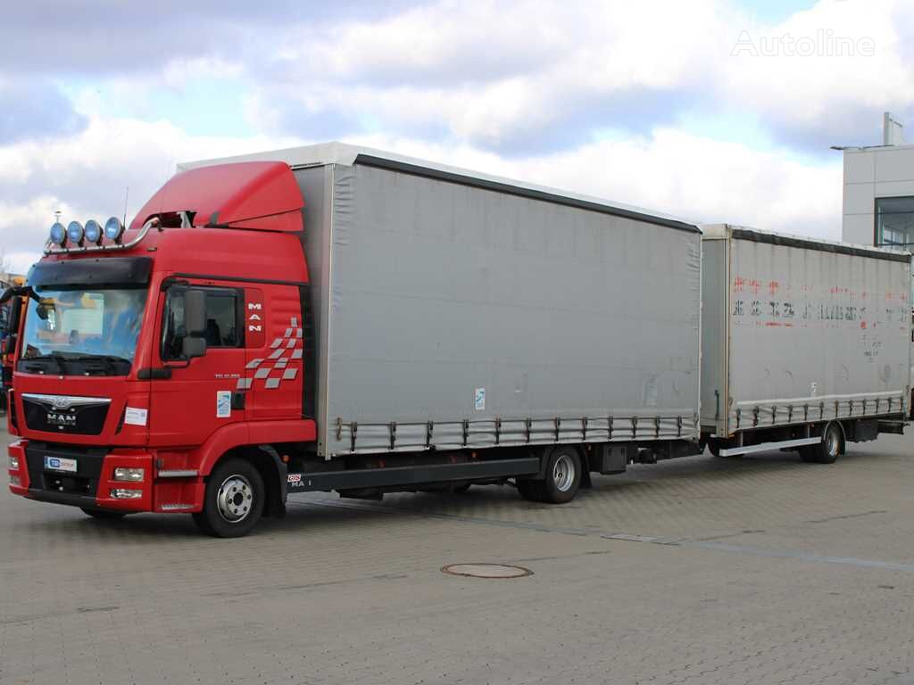 camion rideaux coulissants MAN TGL 12.250 + remorque rideaux coulissants
